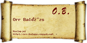 Orr Balázs névjegykártya